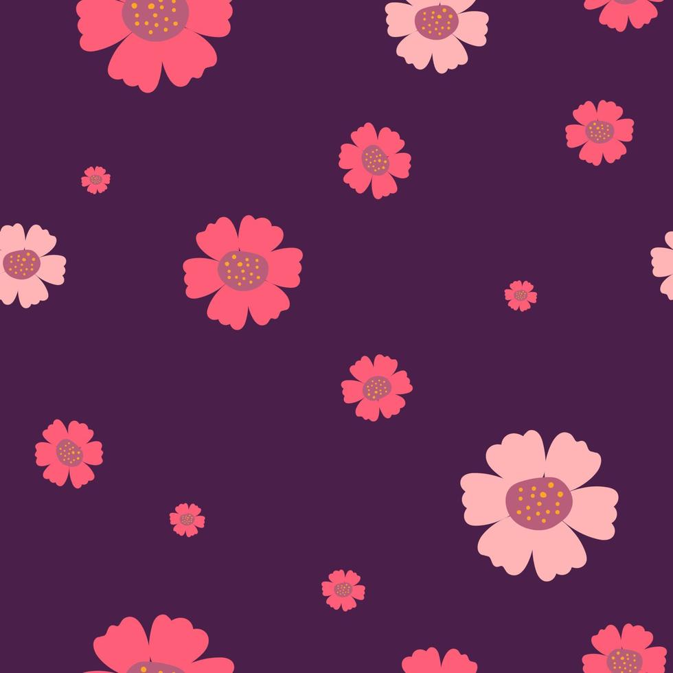 modèle sans couture avec de jolies fleurs sur fond rose. style simple. fond  d'écran floral de griffonnage. 5609954 Art vectoriel chez Vecteezy