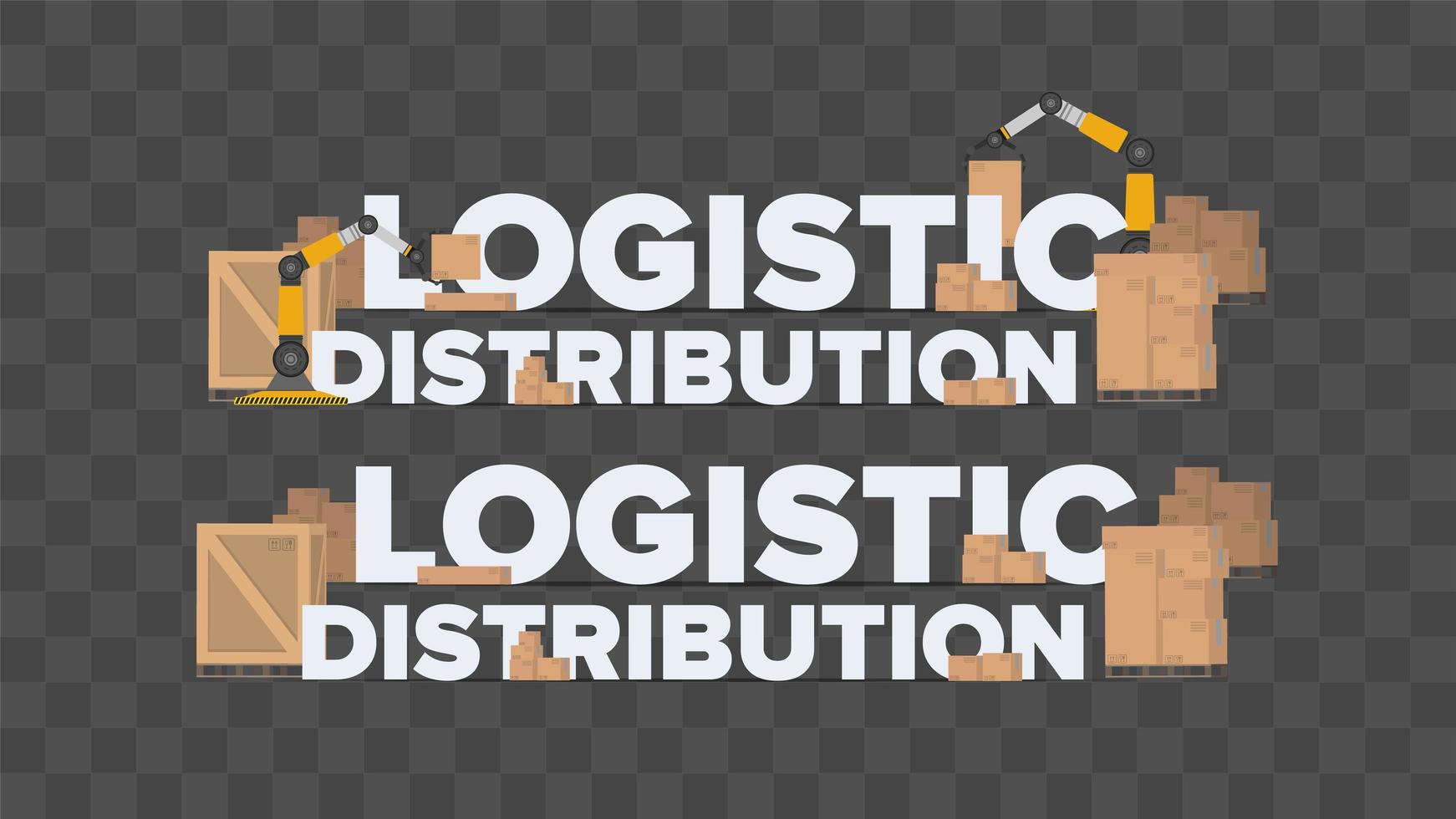 distribution logistique. l'inscription sur un thème industriel. boîtes en carton. concept de transport et de livraison. vecteur. vecteur