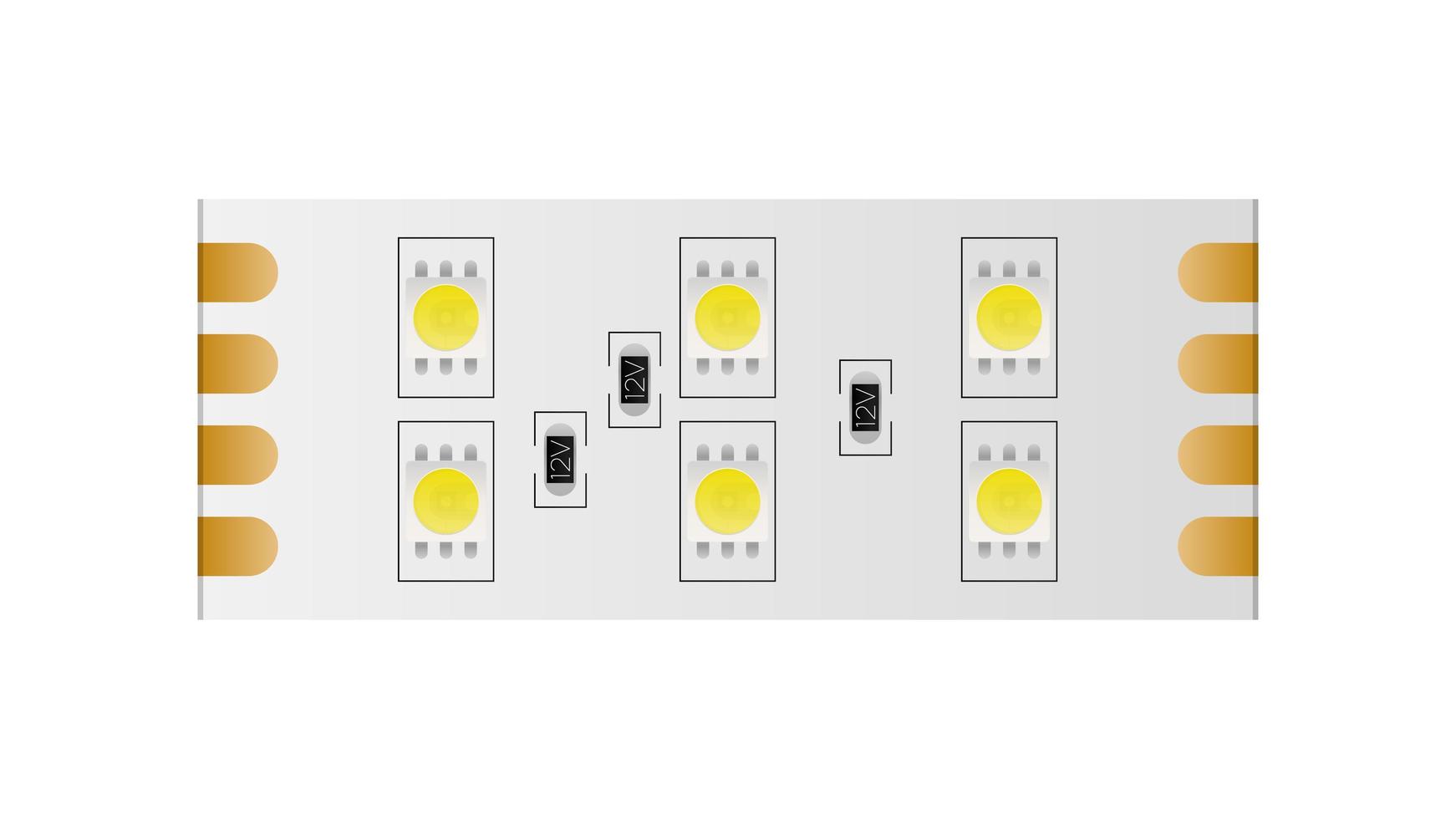 bande led isolée sur fond blanc. gros plan de bande led. vecteur réaliste.