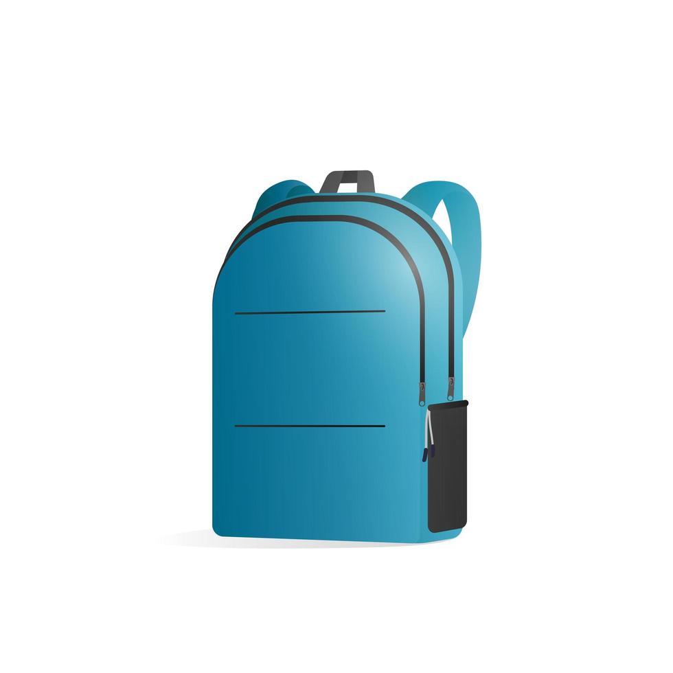 sac à dos bleu en 3d. illustration vectorielle de sac à dos scolaire isolée sur fond blanc. vecteur