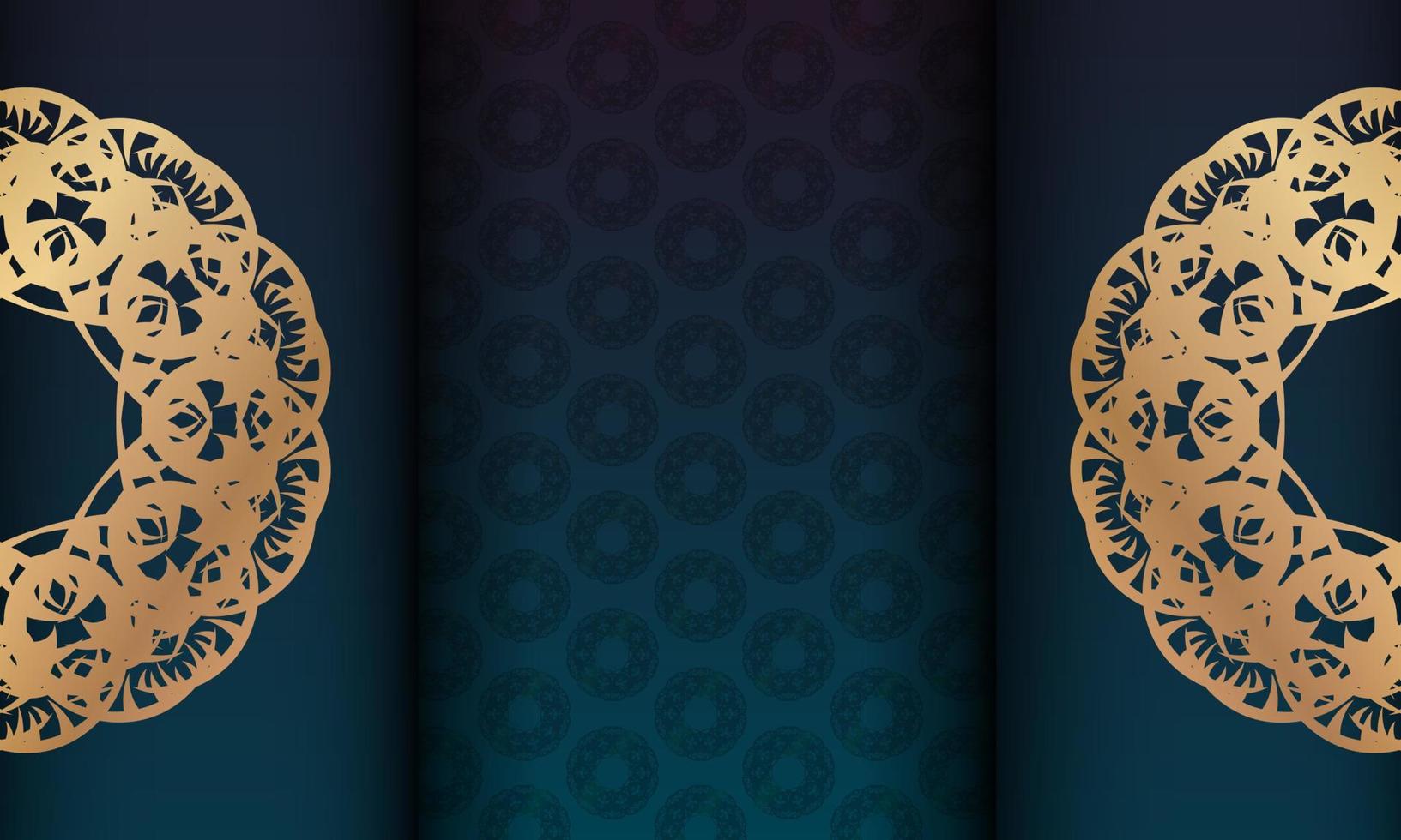 bannière dégradé bleu avec motif or mandala pour la création de logo vecteur