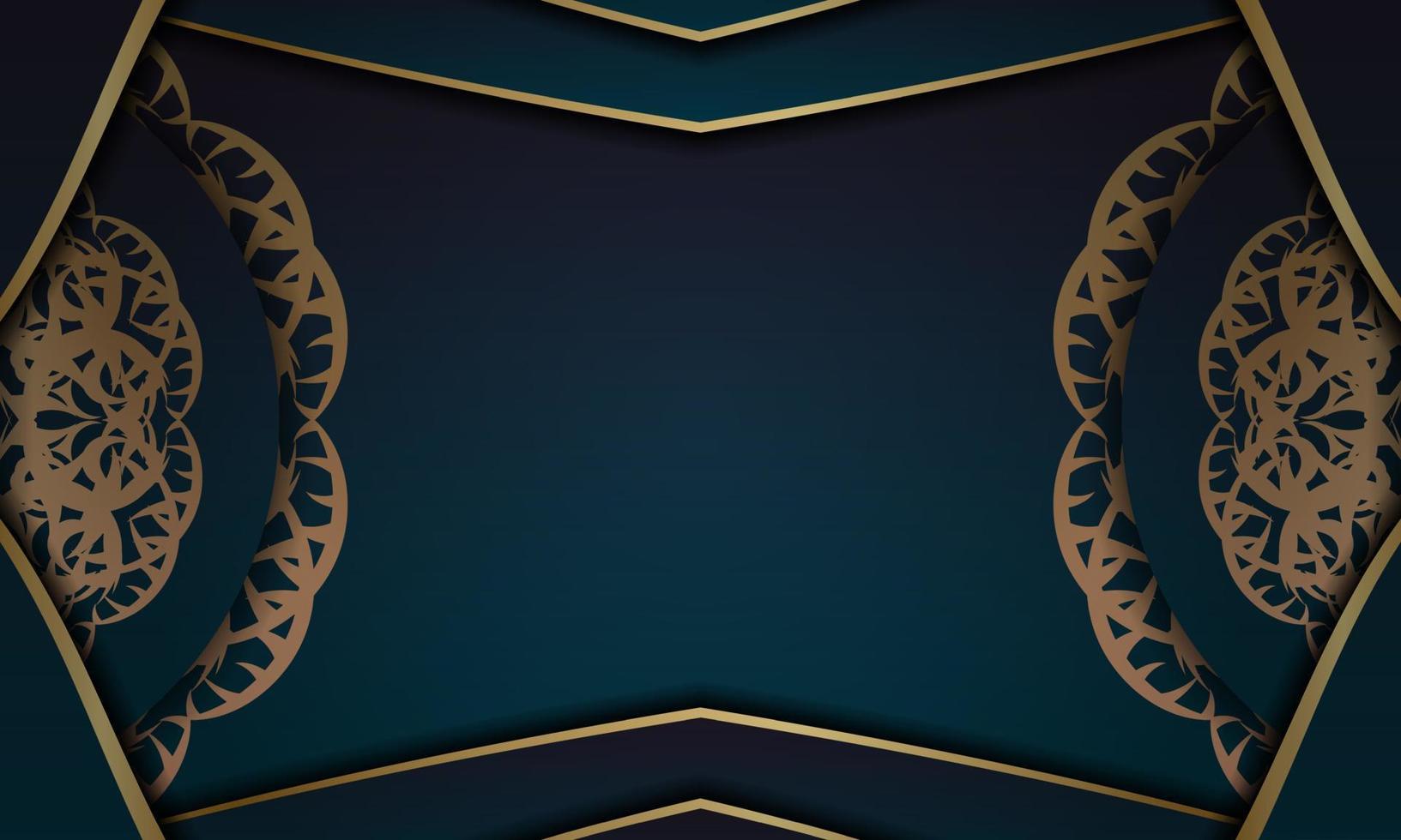 bannière dégradé bleu avec ornement en or mandala pour la conception sous le texte vecteur