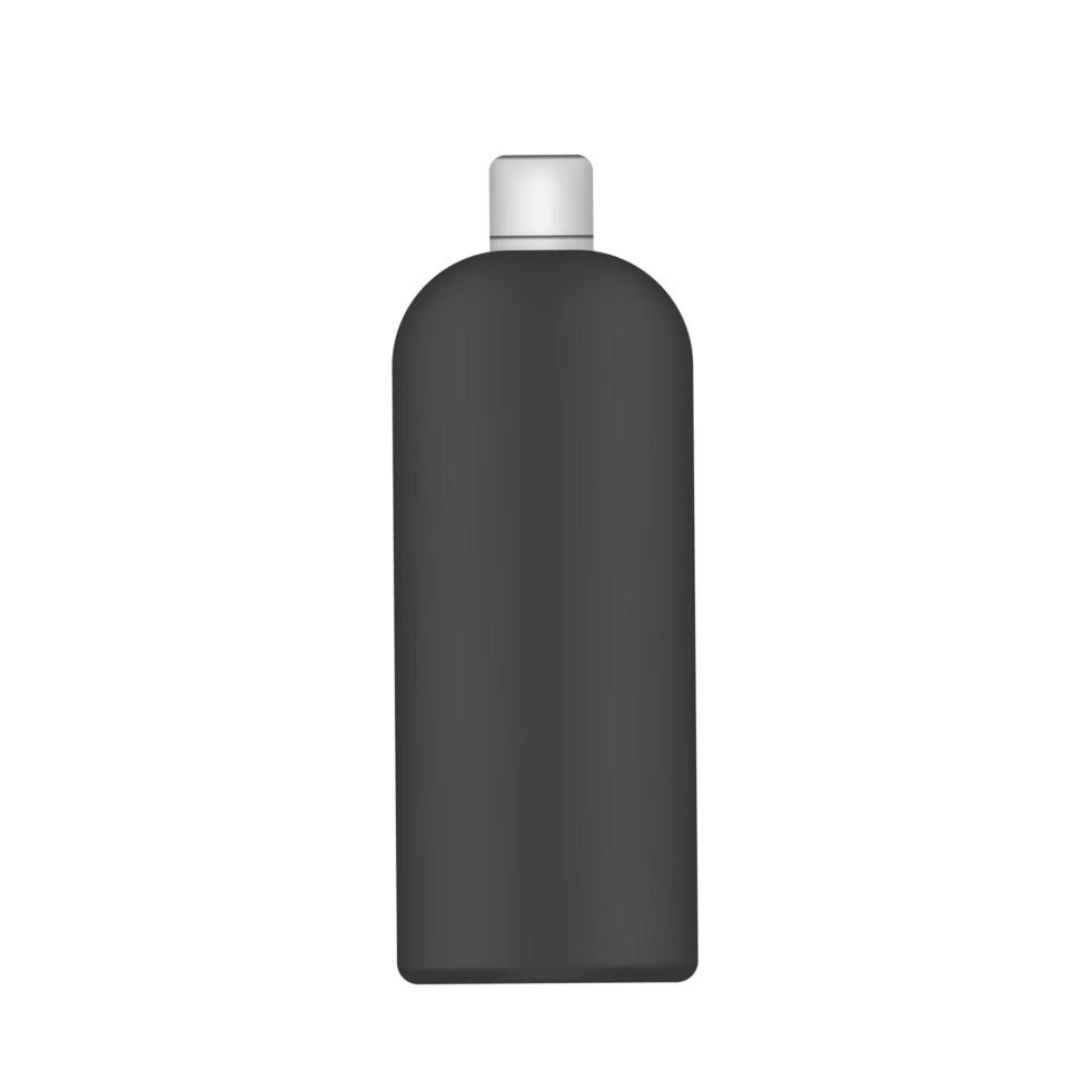 bouteille en plastique noir avec un bouchon blanc. bouteille réaliste. bon pour le shampooing ou le gel douche. isolé. vecteur. vecteur