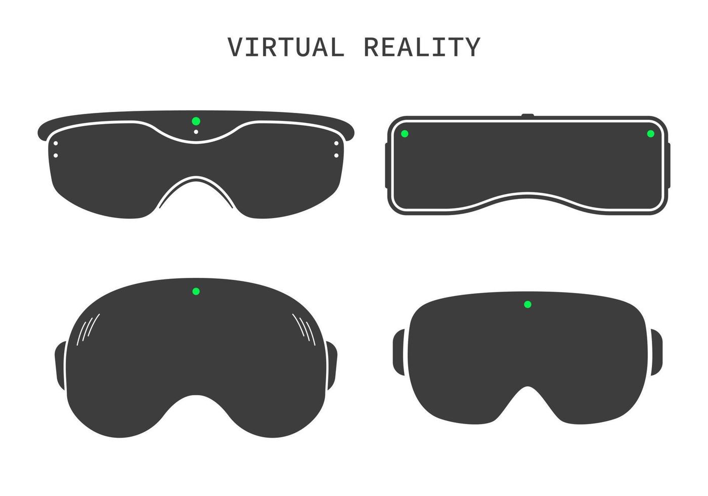 ensemble d'icône plate de lunettes vr. dispositif de lunettes vr pour jeu informatique. casque de réalité virtuelle. vecteur