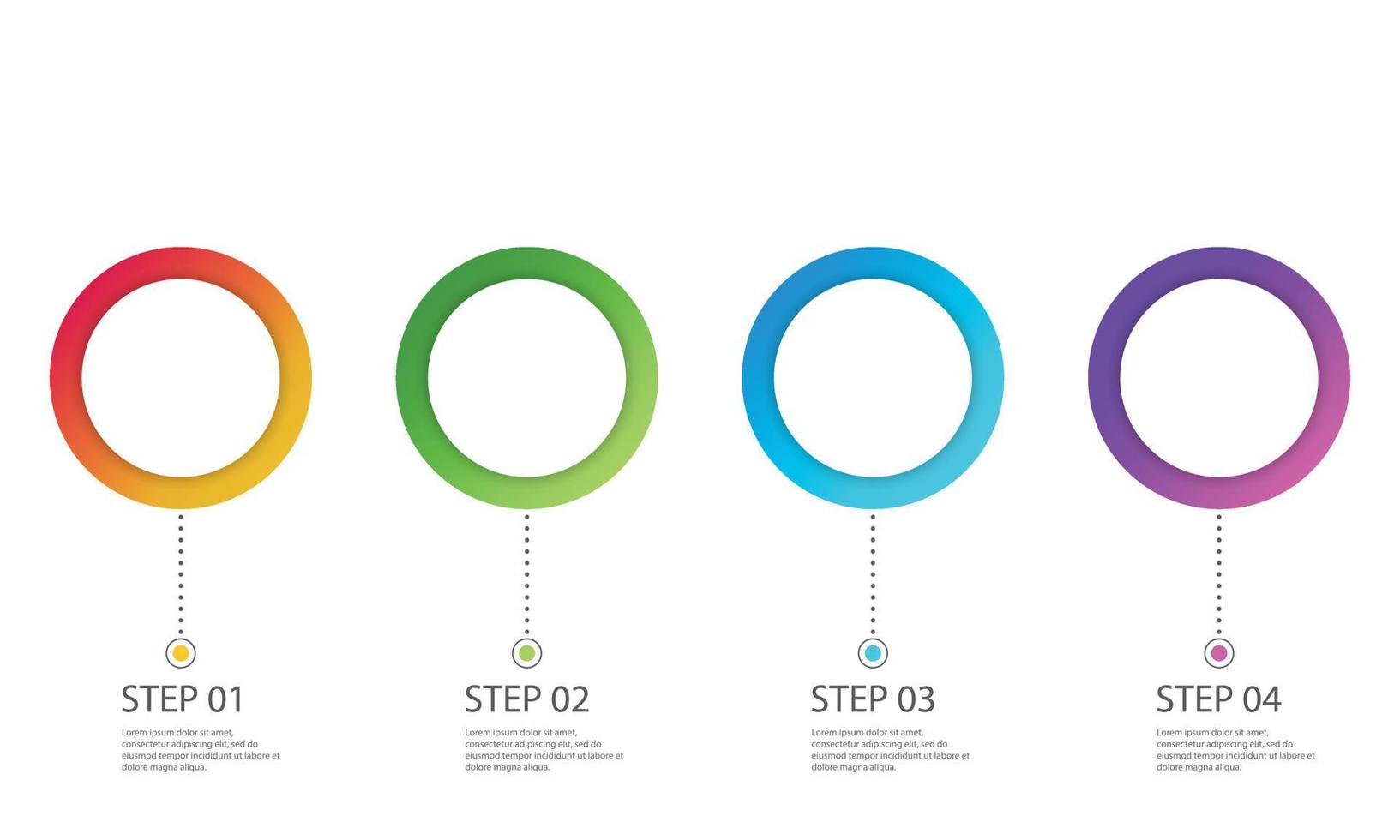 infographie circulaire vierge avec 4 étapes. modèle d'infographie avec étiquette en papier 3d. vecteur