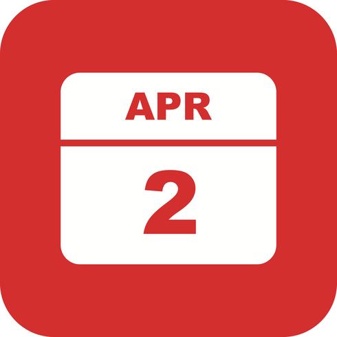 2 avril Date sur un calendrier d&#39;une journée vecteur