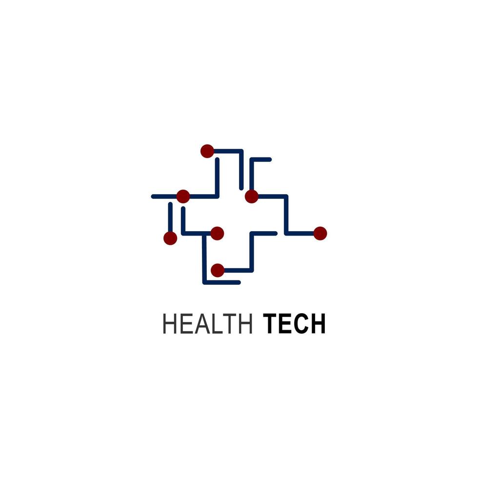 logo de technologie de santé. adapté à votre entreprise de soins de santé. signe de logo vectoriel médecine technologie minimaliste et plat design élégant. logo de soins médicaux techno. logotype pour clinique, hôpital ou médecin.