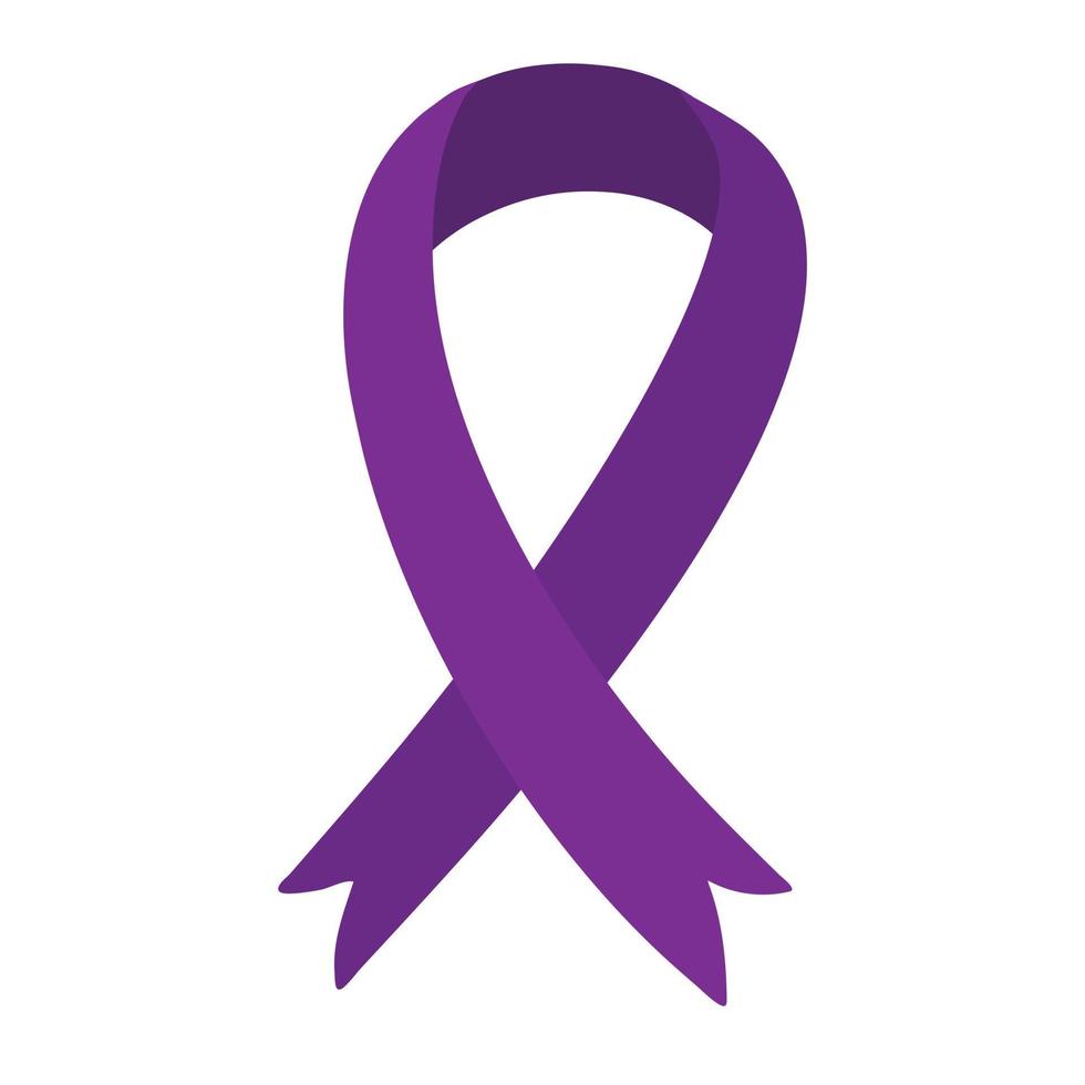 ruban violet - symbole de l'emblème du mois de sensibilisation à la démence, maladie d'alzheimer isolée sur blanc. illustration vectorielle. clipart, élément de conception pour le concept médical de soins de santé vecteur