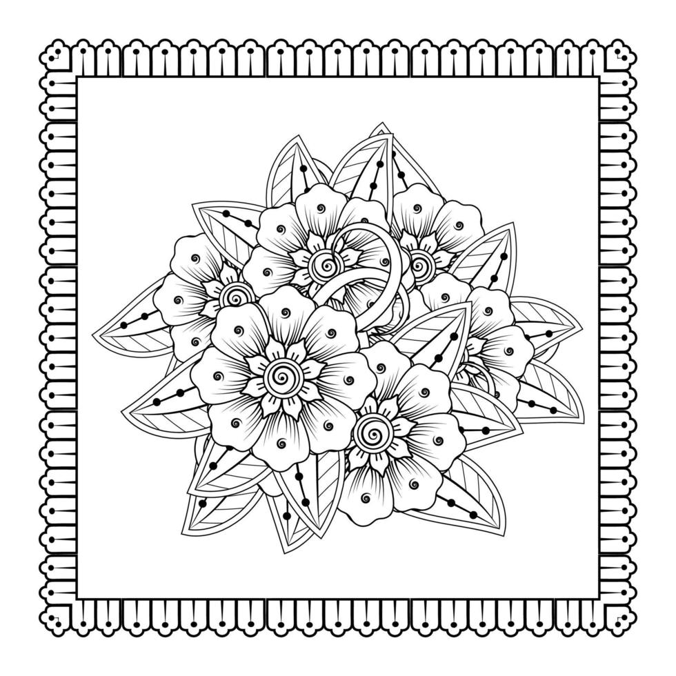 fleur de mehndi pour henné, mehndi, tatouage, décoration. ornement décoratif dans un style oriental ethnique, ornement de griffonnage, dessin à la main de contour. page de livre de coloriage. vecteur