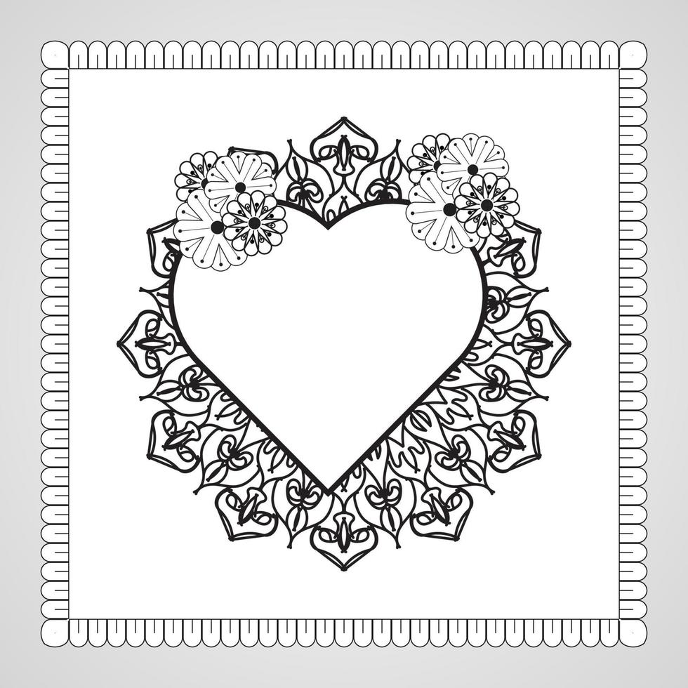 coeur dessiné à la main avec mandala. décoration en ornement oriental ethnique doodle. vecteur