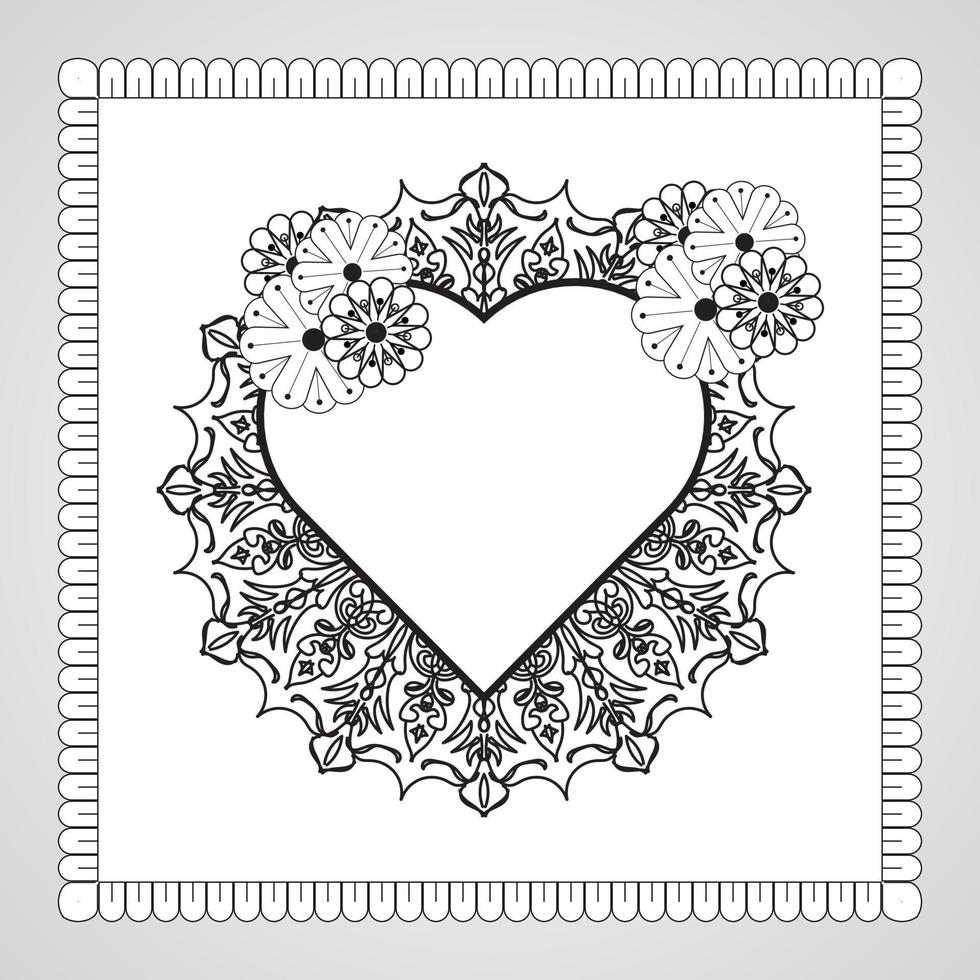 coeur dessiné à la main avec mandala. décoration en ornement oriental ethnique doodle. vecteur