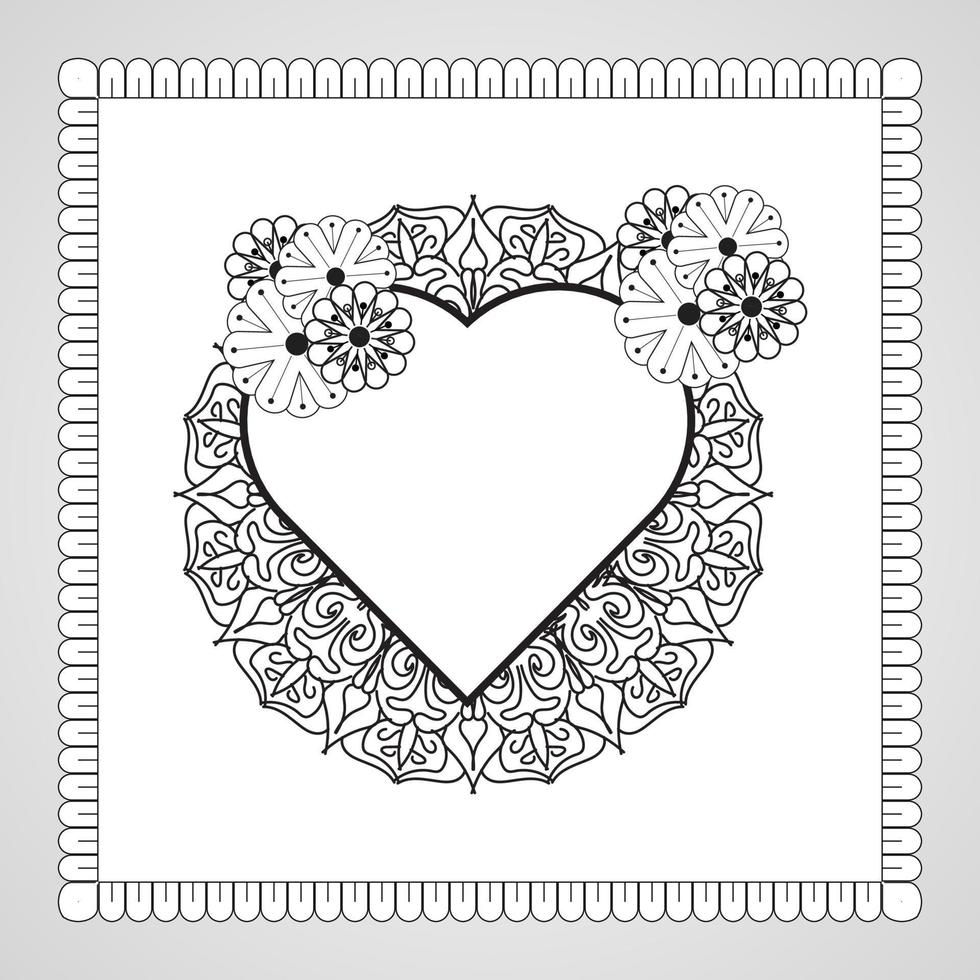 coeur dessiné à la main avec mandala. décoration en ornement oriental ethnique doodle. vecteur