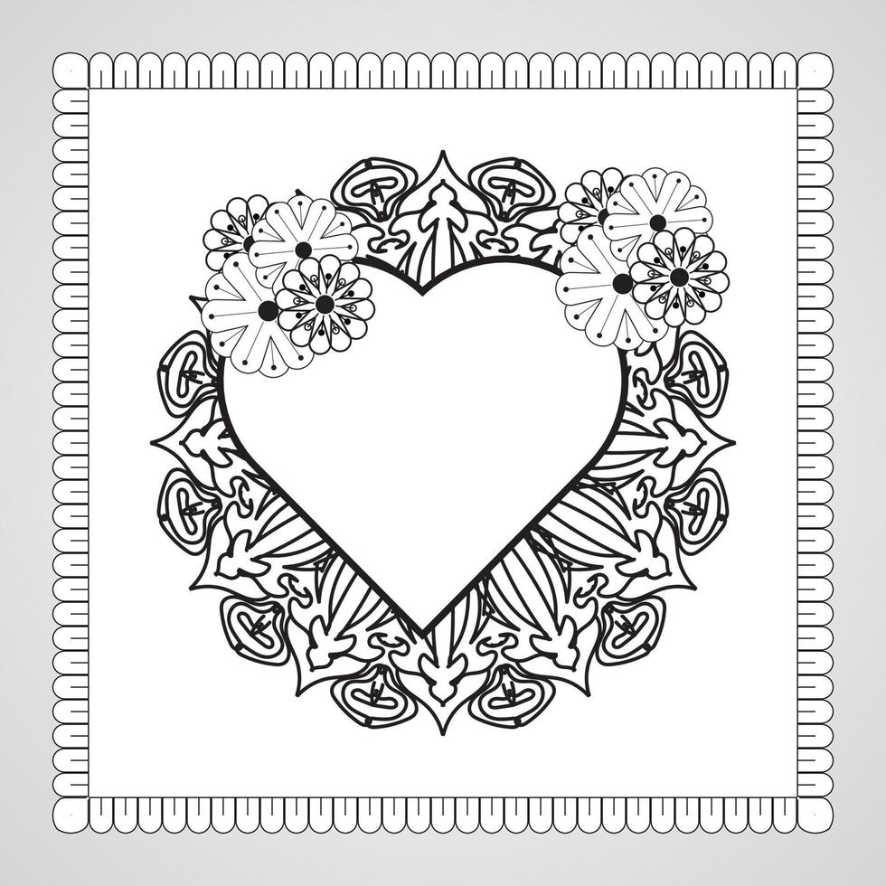 coeur dessiné à la main avec mandala. décoration en ornement oriental ethnique doodle. vecteur