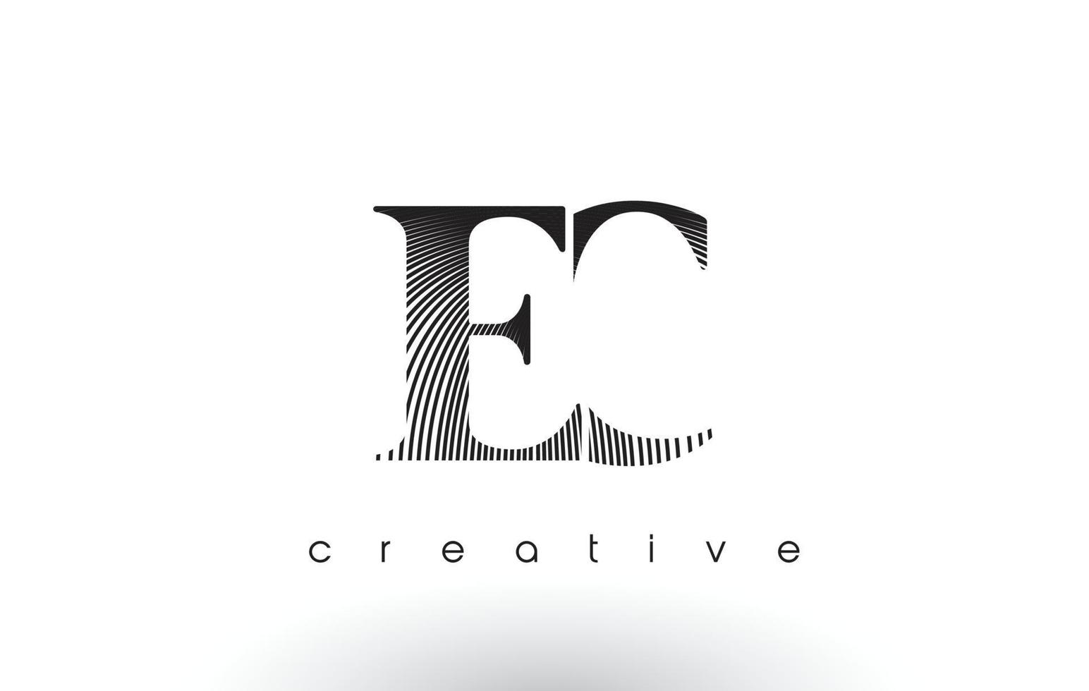création de logo ec avec plusieurs lignes et couleurs noir et blanc. vecteur