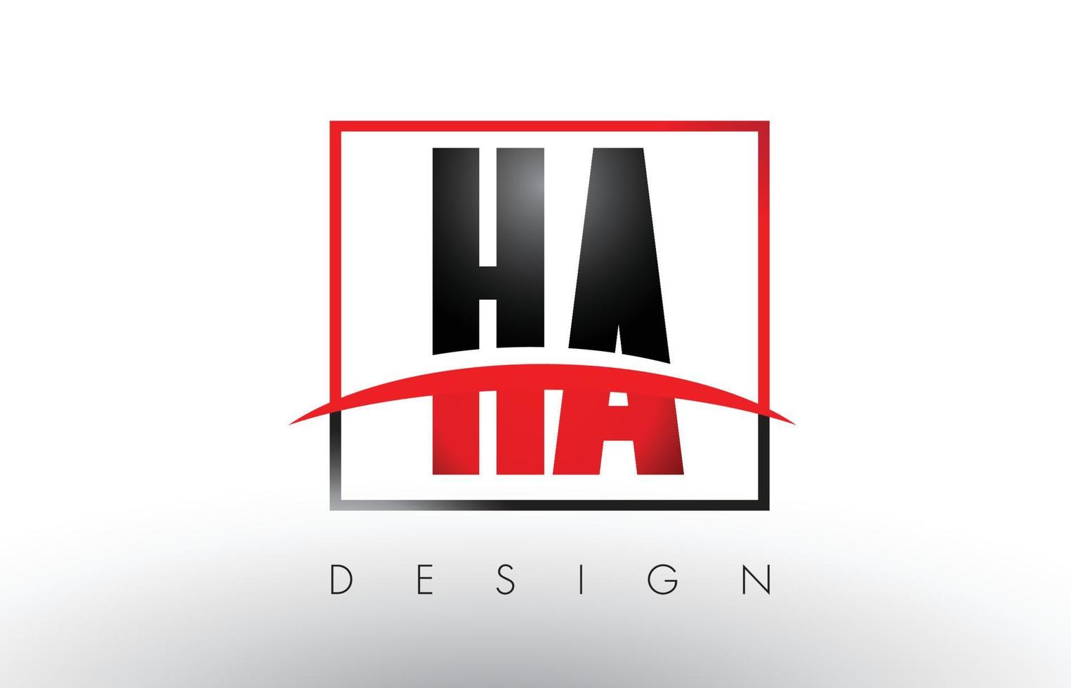lettres du logo ha ha avec des couleurs rouges et noires et swoosh. vecteur