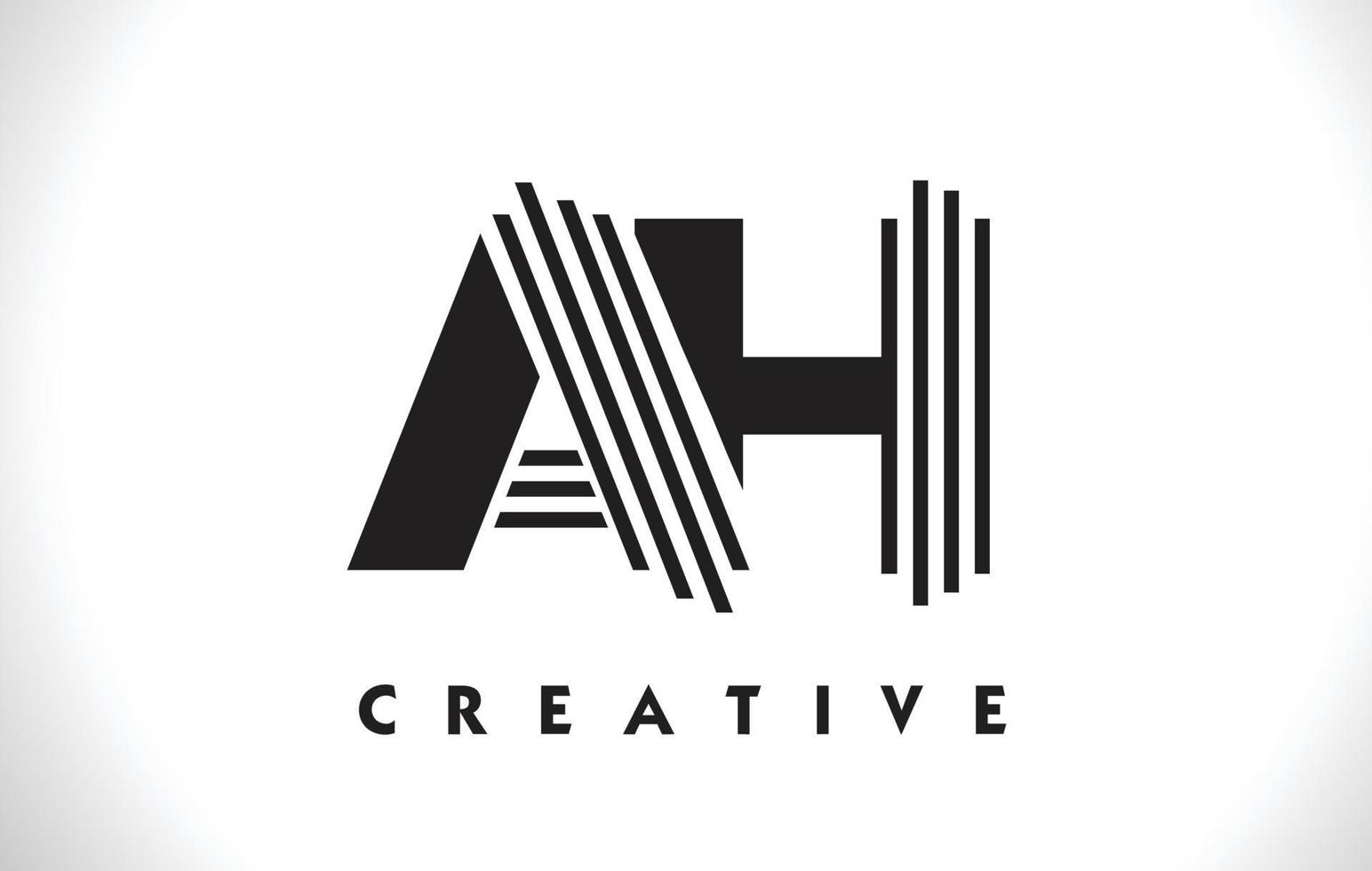 lettre de logo ah avec un design de lignes noires. illustration vectorielle de ligne lettre vecteur