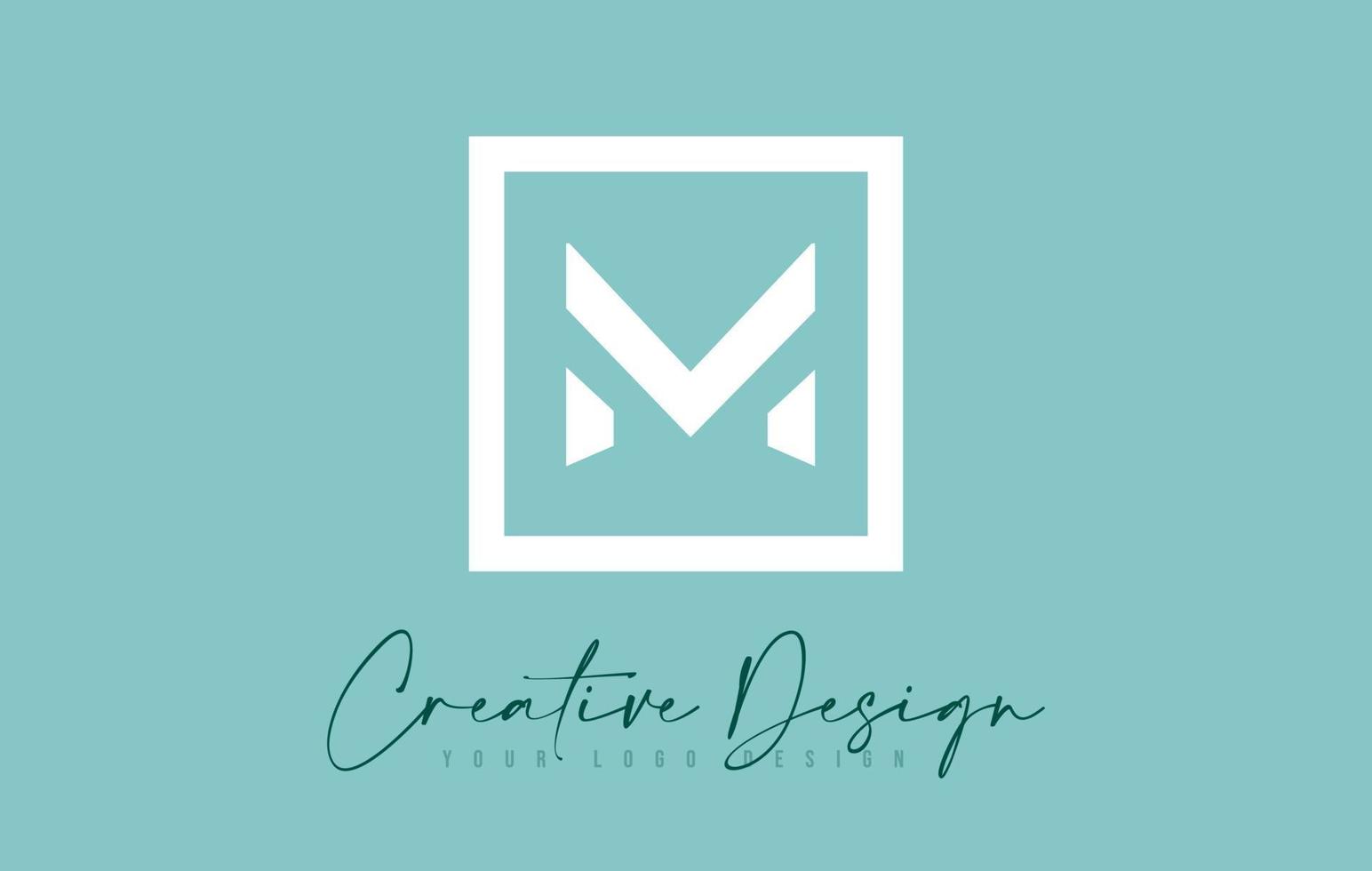 conception d'icône de lettre m avec un look moderne et créatif et un fond bleu sarcelle. vecteur