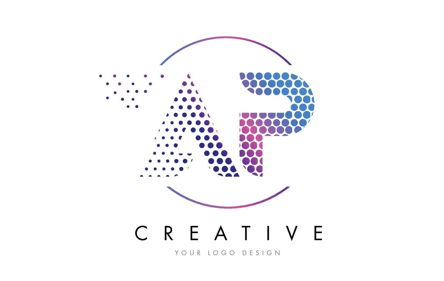 ap ap rose magenta en pointillé bulle lettre vecteur de conception de logo