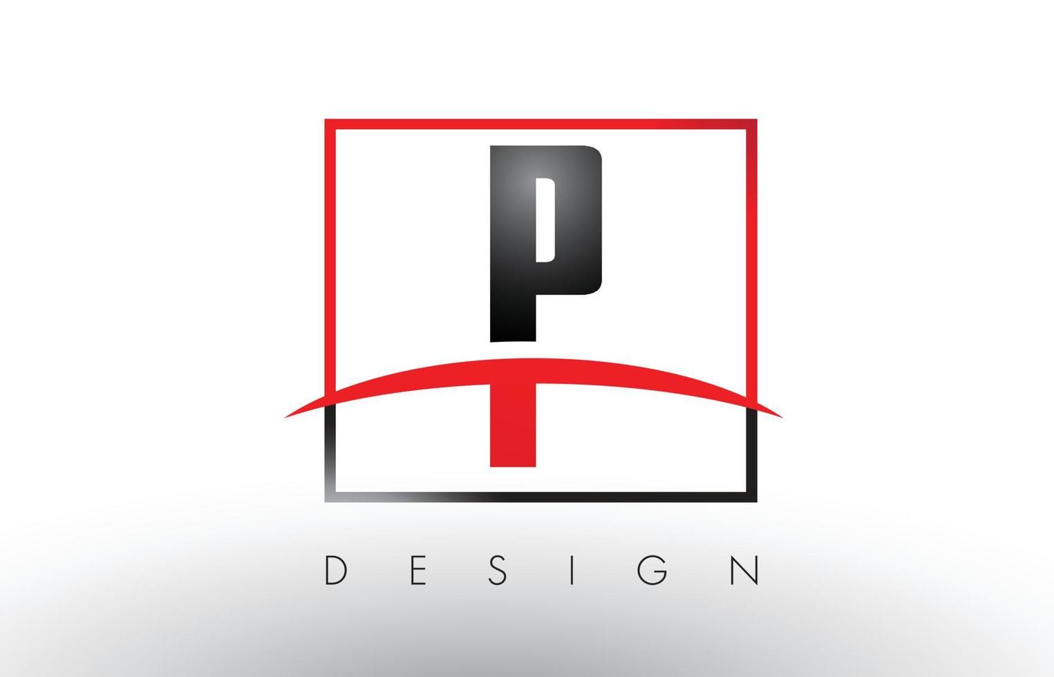 lettres du logo p avec des couleurs rouges et noires et swoosh. vecteur