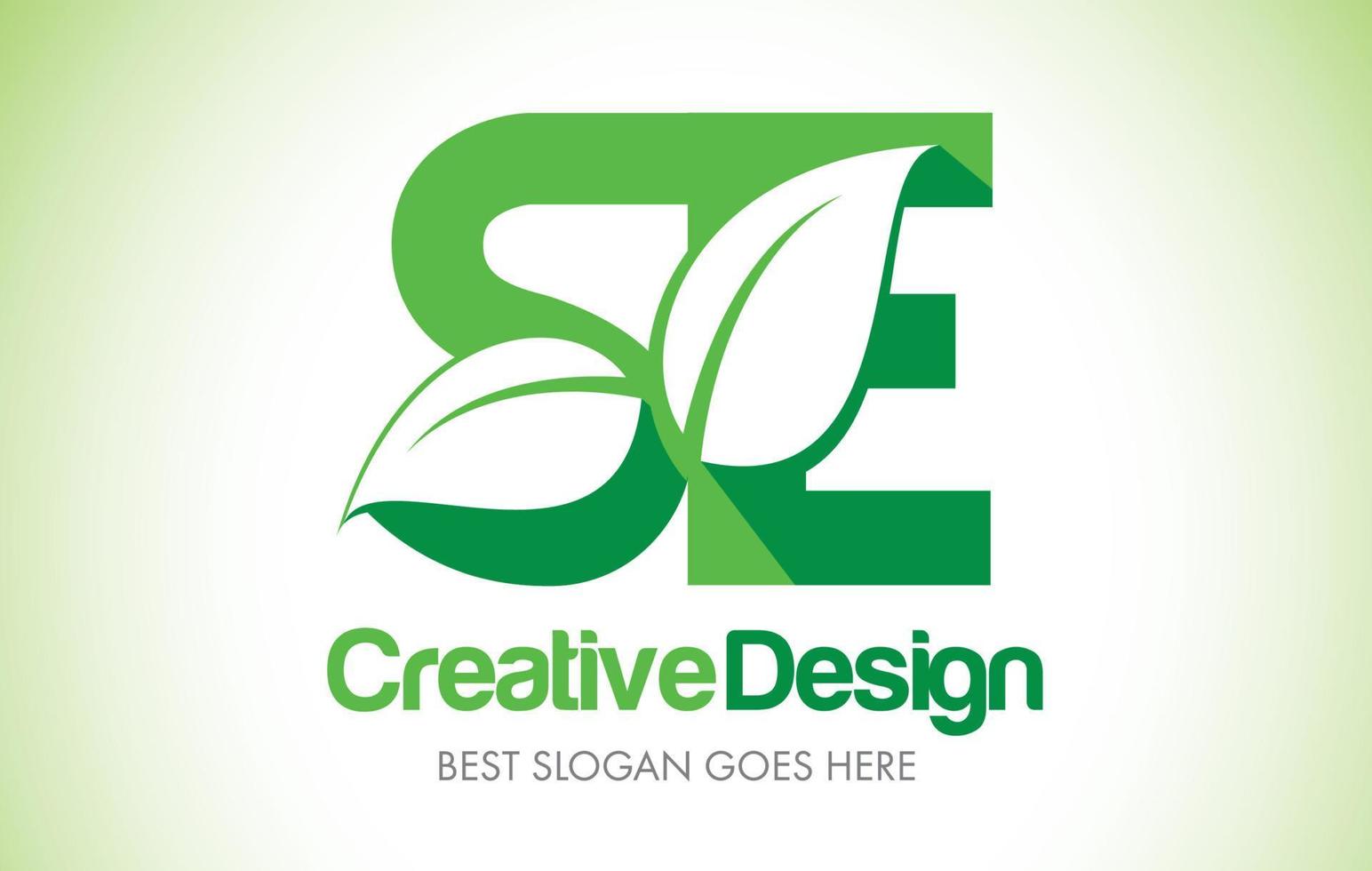 se logo de conception de lettre de feuille verte. eco bio feuille lettre icône illustration logo. vecteur
