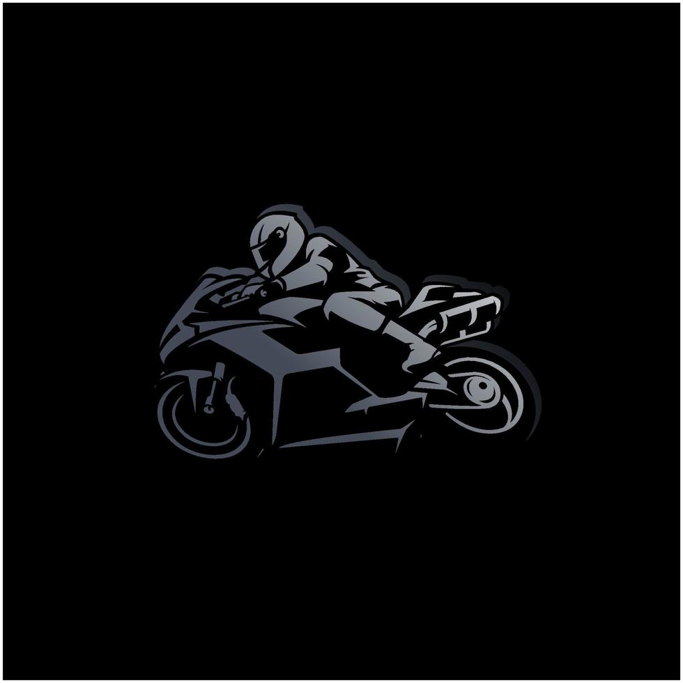 pilote de moto, vecteur d'illustration de course de moto sur fond noir