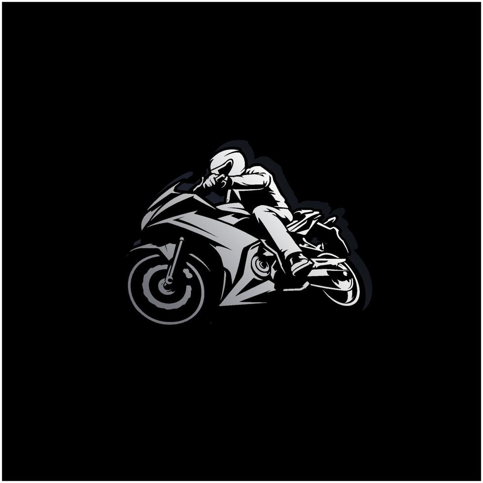 pilote de moto, vecteur d'illustration de course de moto sur fond noir