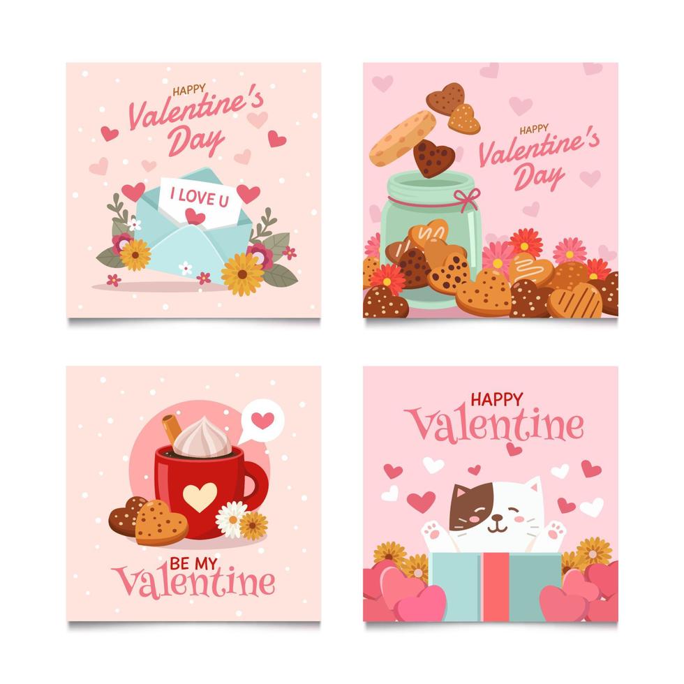 ensemble de carte de saint valentin vecteur