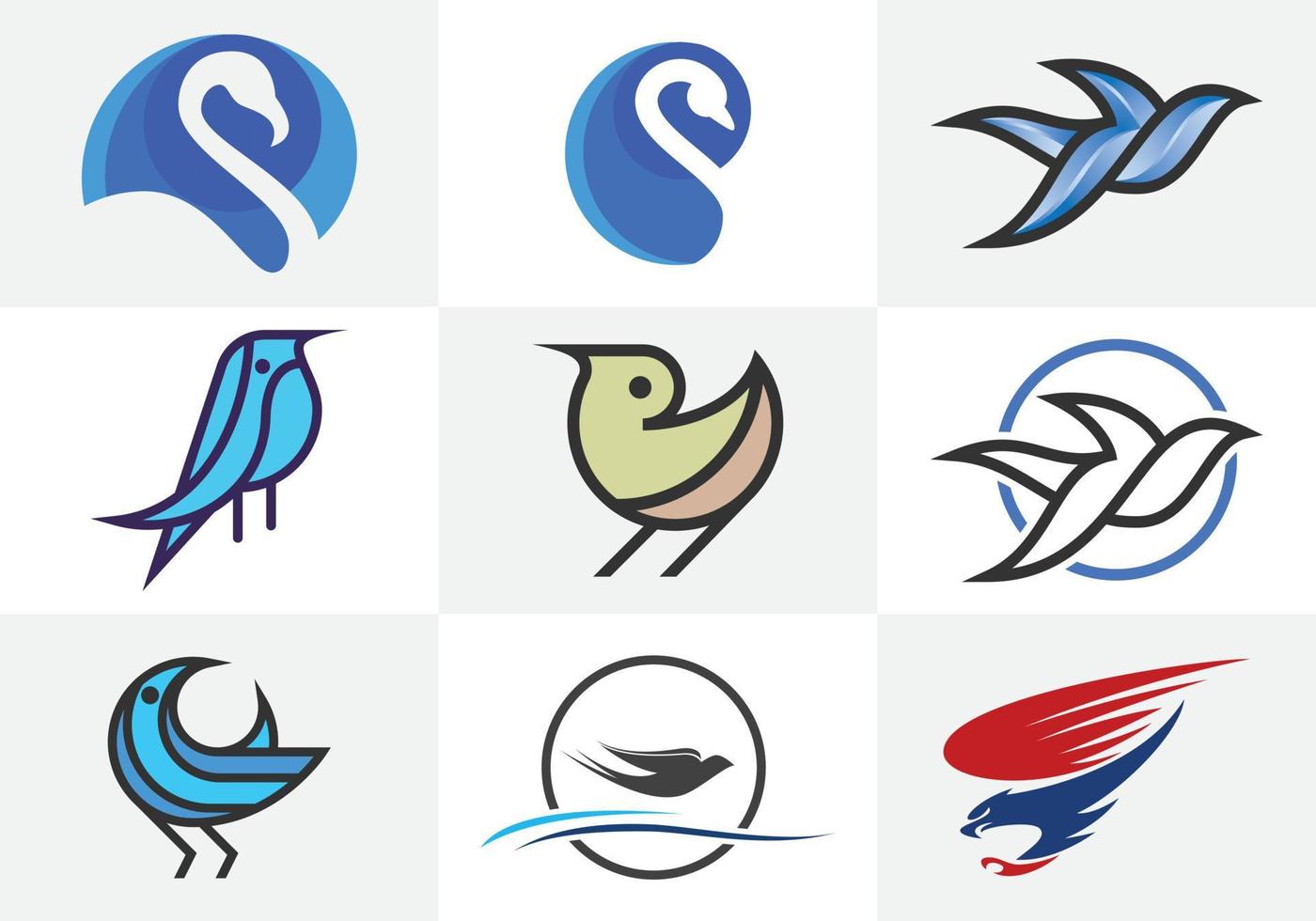 ensemble d'icônes d'oiseaux. oiseau logo signe symbole vecteur modèle de conception