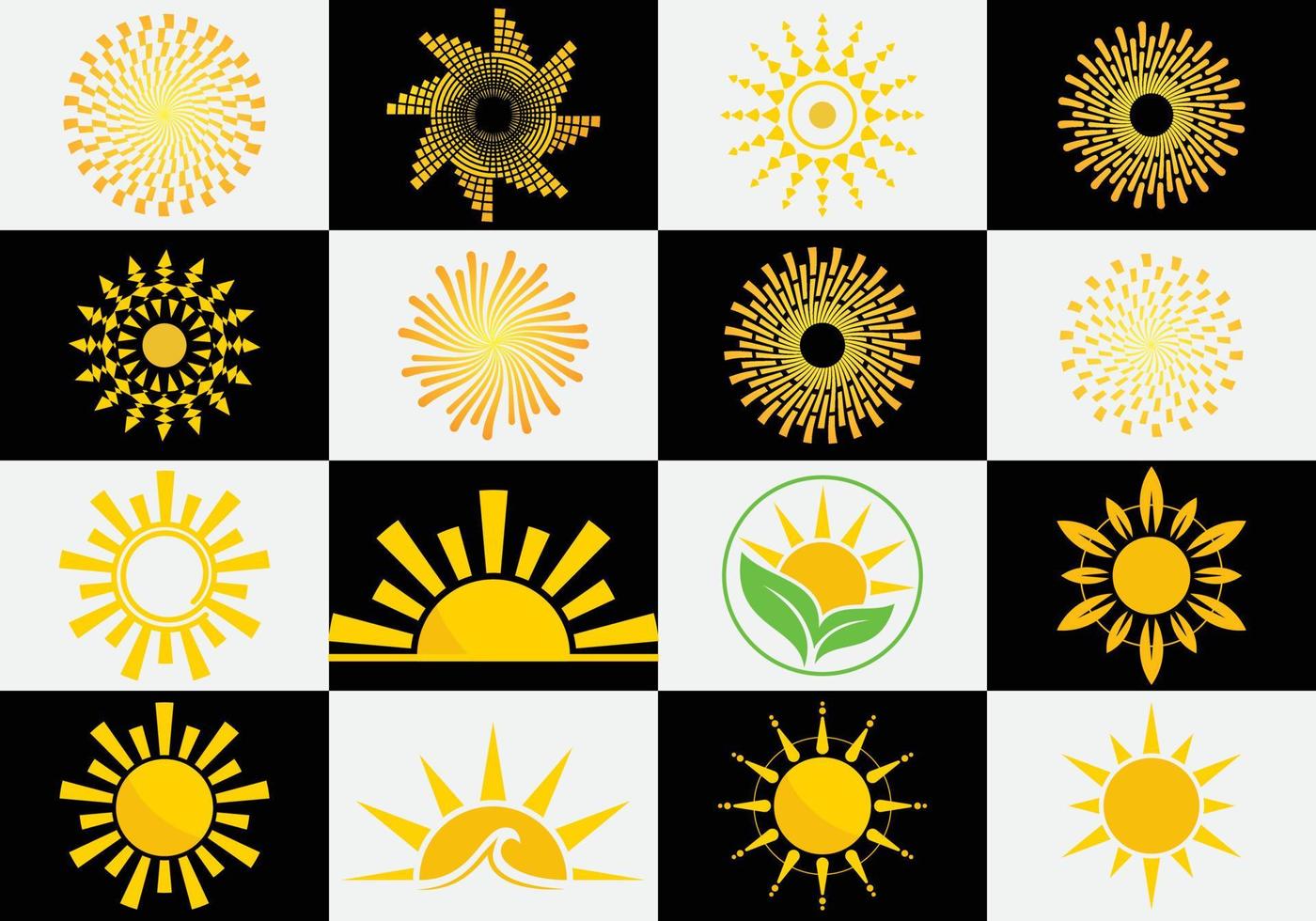 collection de logos de soleil. conception de modèle de logo icône soleil abstrait. vecteur