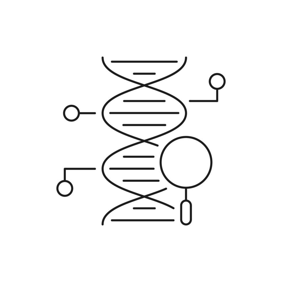 vecteur d'icône grossissante de recherche d'adn