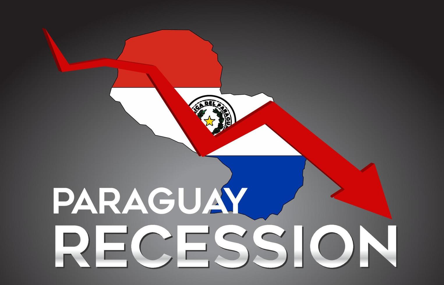 carte du concept créatif de crise économique de la récession du paraguay avec flèche de crash économique. vecteur