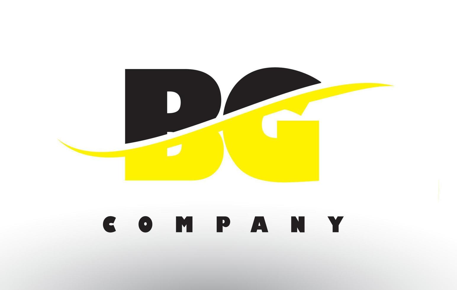 bg bg logo de lettre noir et jaune avec swoosh. vecteur