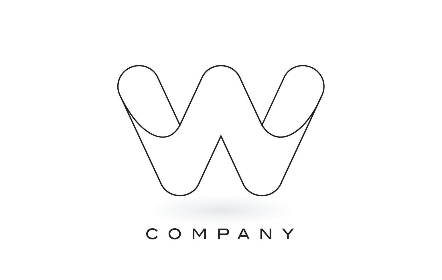 logo de lettre monogramme w avec contour de contour monogramme noir mince. vecteur de conception de lettre à la mode moderne.