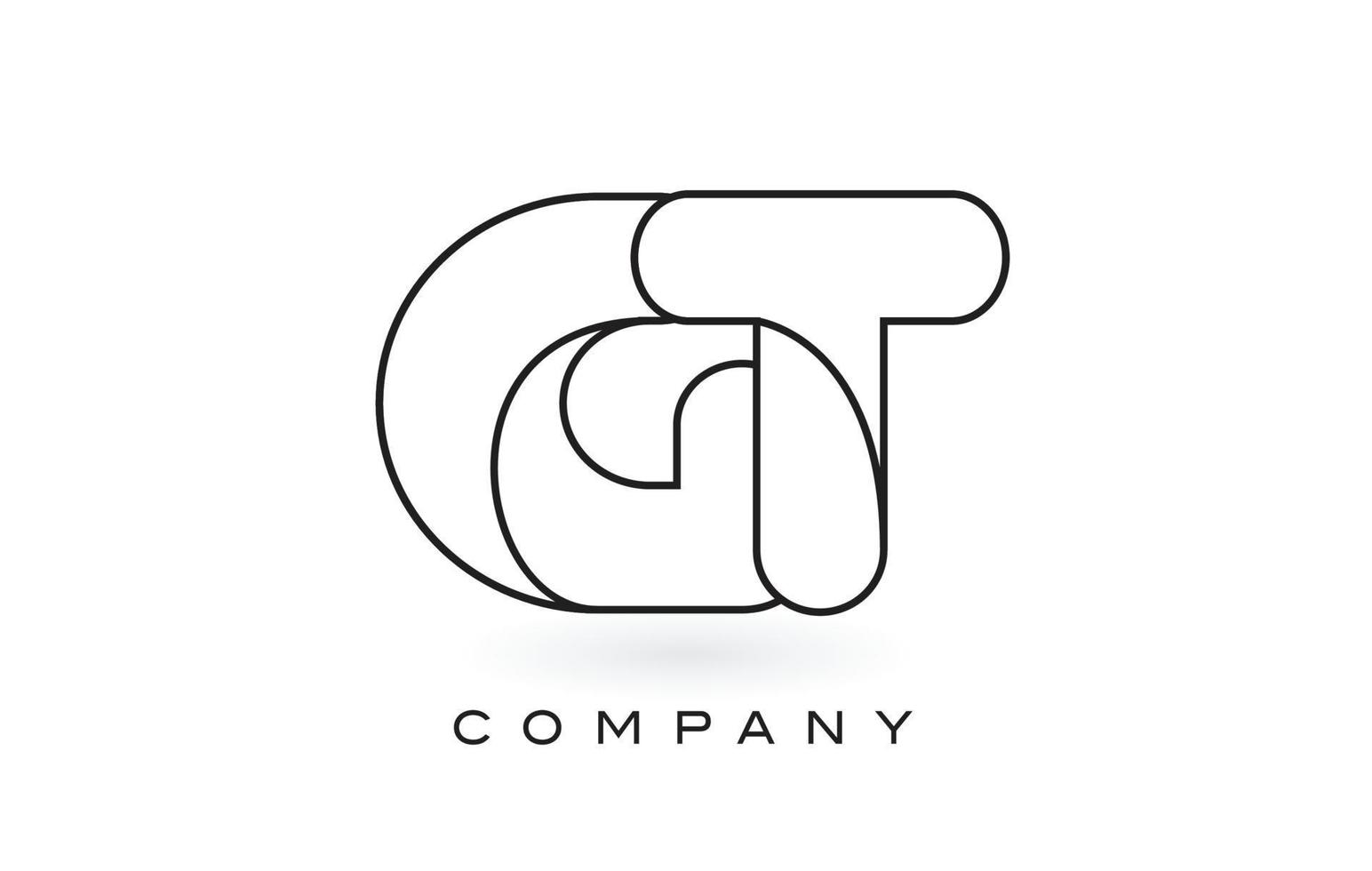 logo de lettre monogramme gt avec contour de contour monogramme noir mince. vecteur de conception de lettre à la mode moderne.