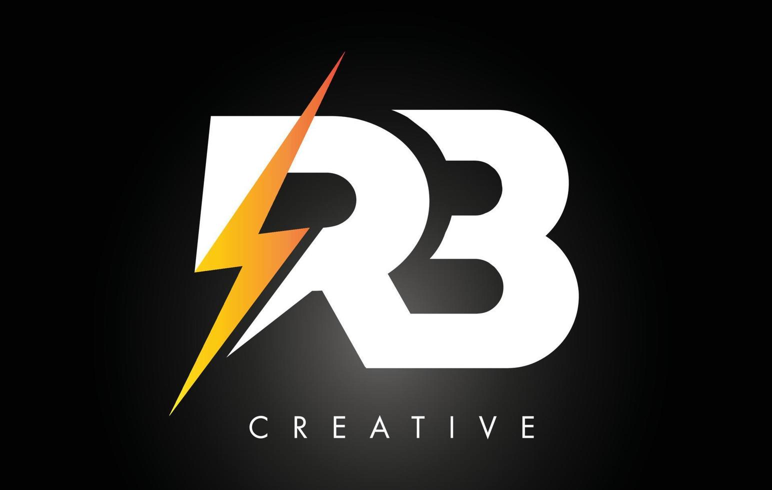 création de logo de lettre rb avec éclairage éclair de tonnerre. logo de lettre de boulon électrique vecteur