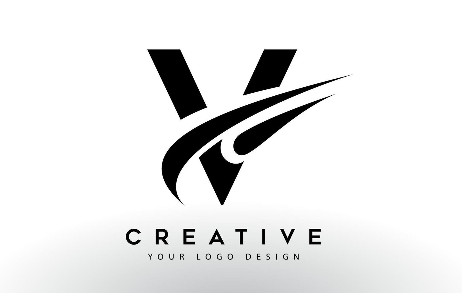 création de logo de lettre v créative avec vecteur d'icône swoosh.