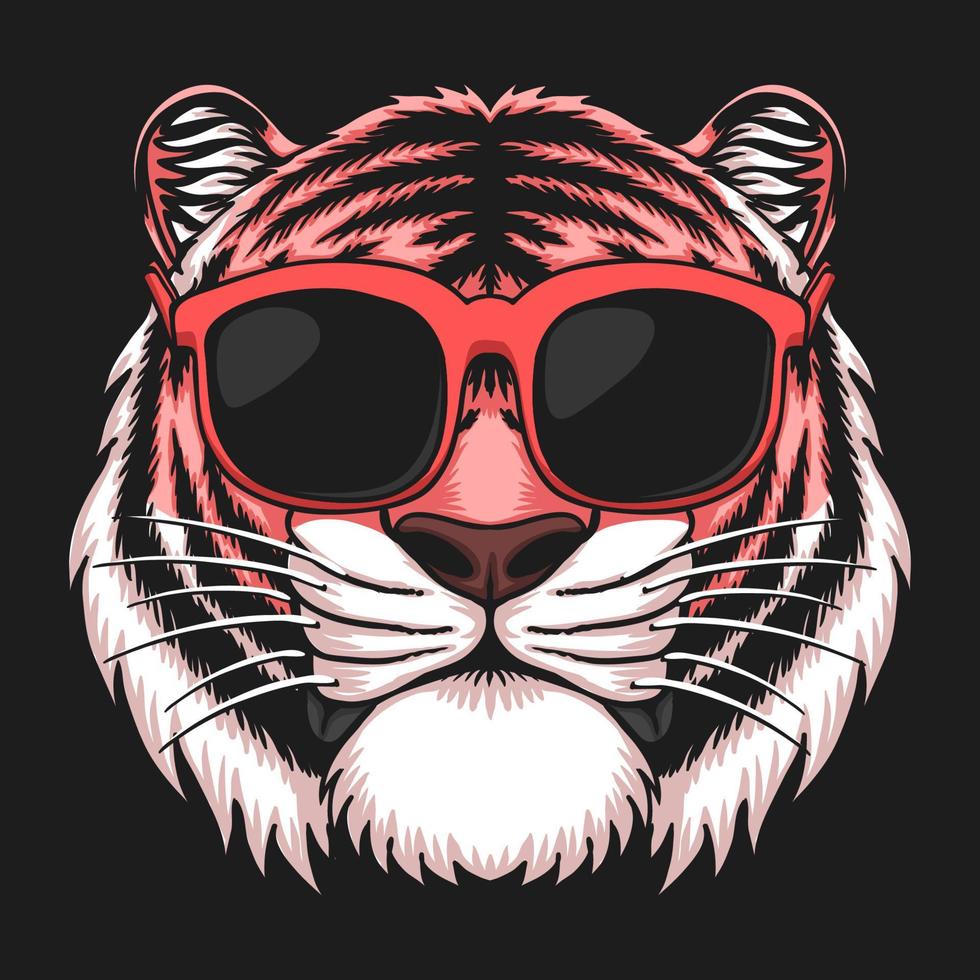Tigre rose portant des lunettes vector illustration