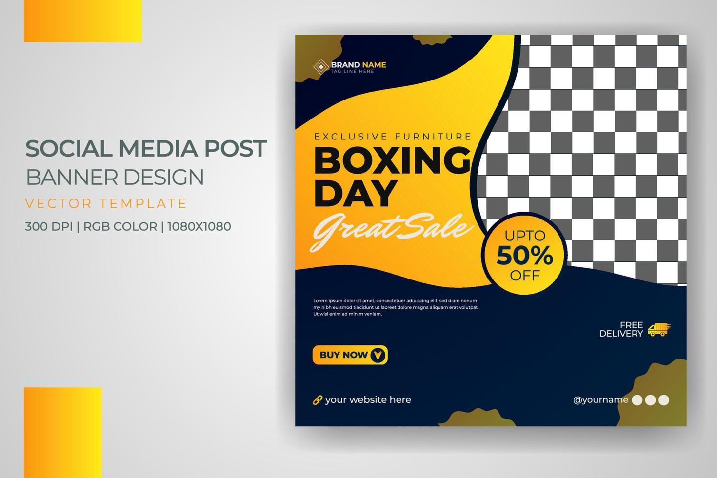 bannière de vente boxing day mode sportive médias sociaux post conception de modèle de vecteur