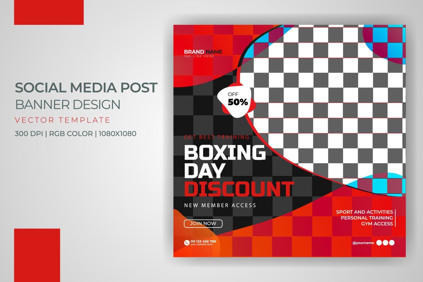 bannière de vente boxing day mode sportive médias sociaux post conception de modèle de vecteur