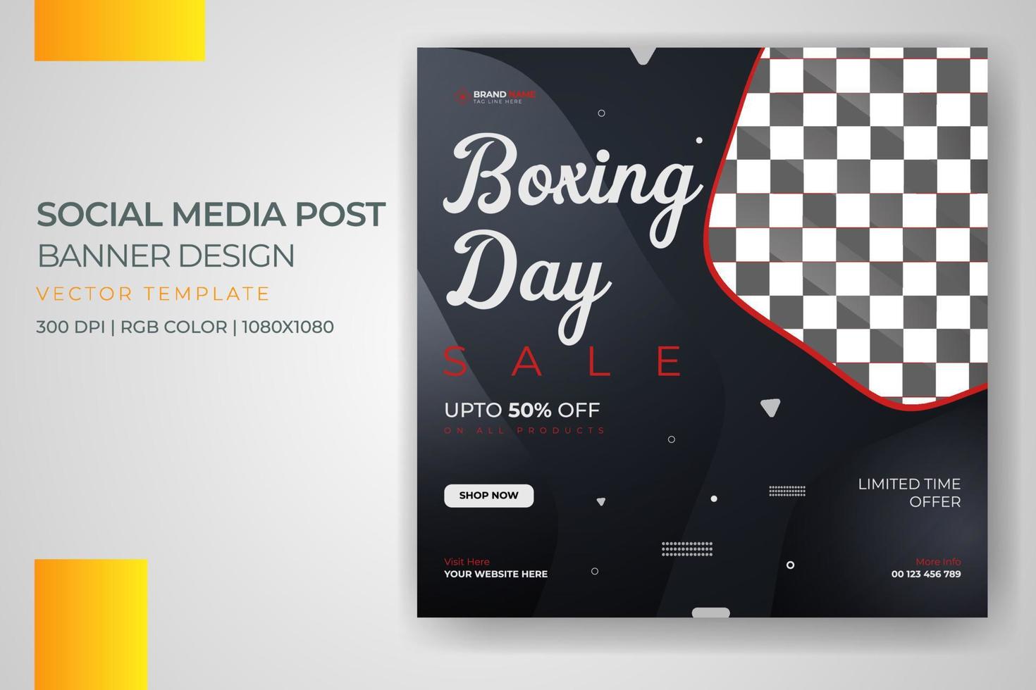 bannière de vente boxing day mode sportive médias sociaux post conception de modèle de vecteur