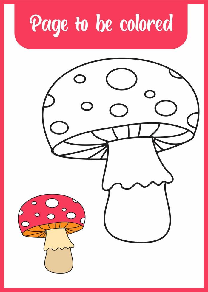 livre de coloriage pour enfant. coloration bébé champignon. vecteur