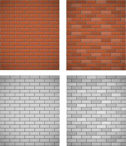 mur de fond sans couture de briques blanches et rouges vecteur