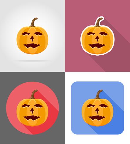 citrouille d&#39;Halloween icônes plates vector illustration