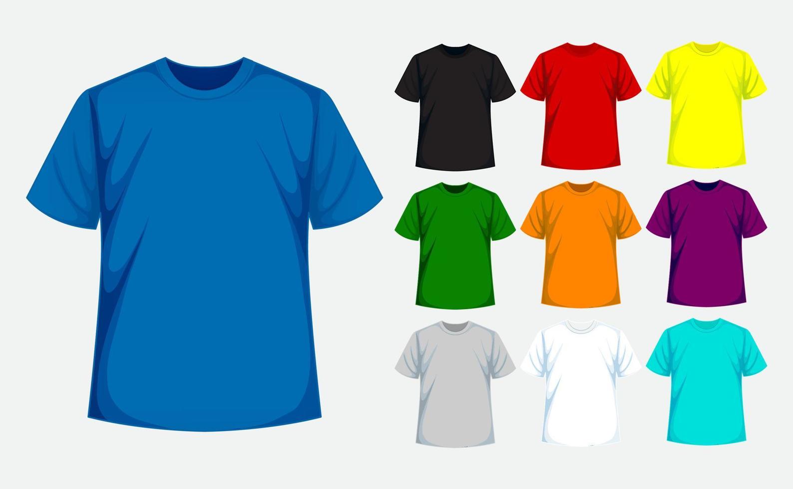 t-shirt avec collection de couleurs variées vecteur