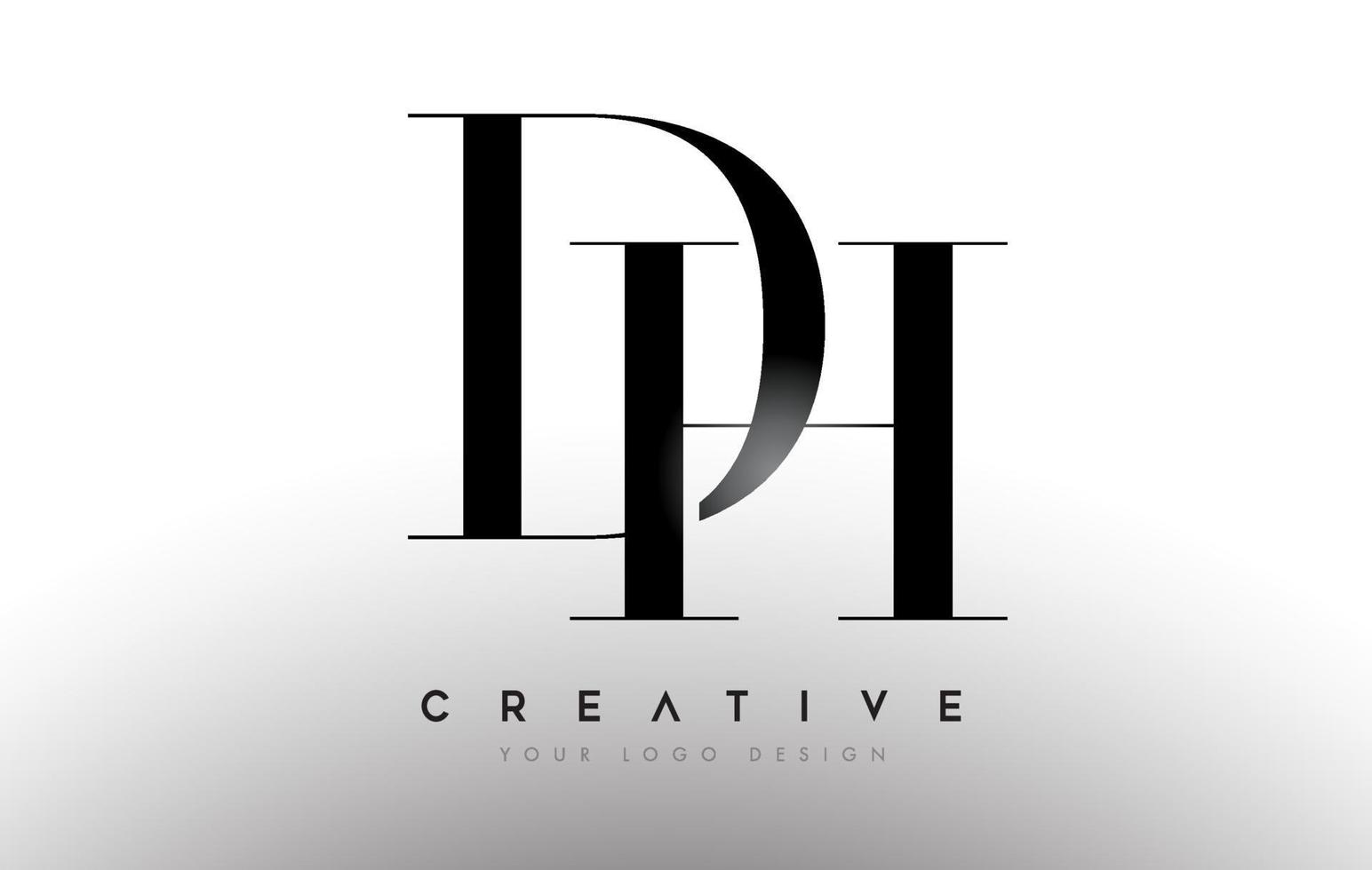 dh dh lettre design logo logo icône concept avec police serif et style classique élégant look vecteur