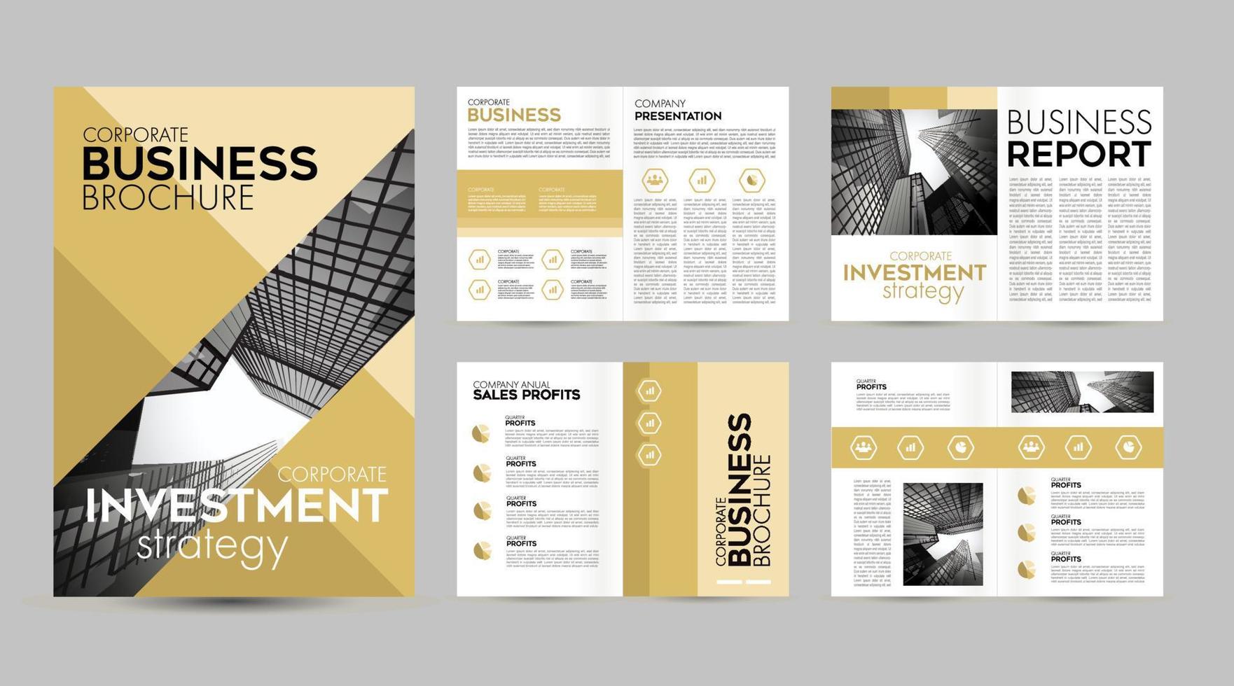 page de mise en page de conception de modèle de brochure jaune pour entreprise commerciale. brochure vecteur de présentation de conception créative