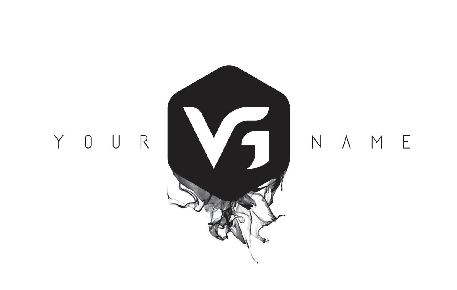 création de logo de lettre vg avec déversement d'encre noire vecteur