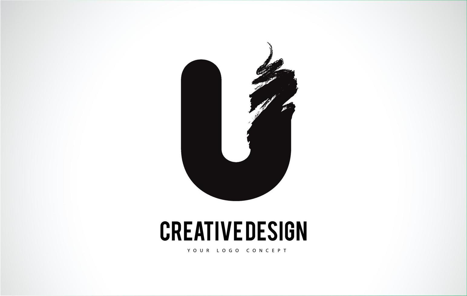 u lettre logo design pinceau coup de peinture. coup de pinceau noir artistique. vecteur