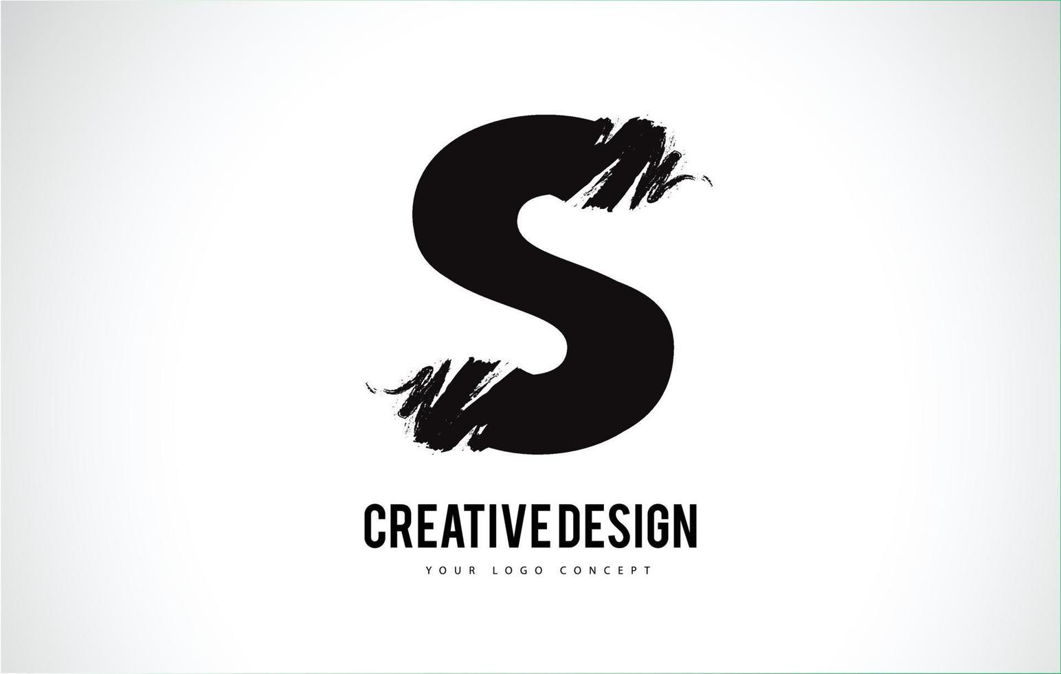 s lettre logo design pinceau coup de peinture. coup de pinceau noir artistique. vecteur