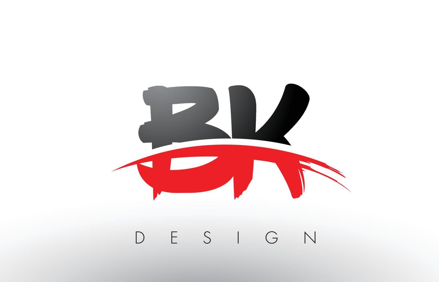 bk bk brush logo lettres avec swoosh rouge et noir sur le devant de la brosse vecteur